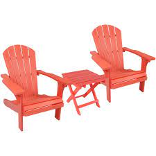If you re looking for adirondack chairs for sale online wayfair has several options sure to satisfy the pickiest shopper. Sunnydaze Decor All Weather Salmon Plastic Patio Adirondack Chair With Side Table Set Of 2 Bf 431 The Home Depot