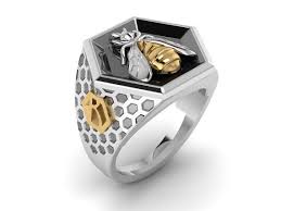 Bee Signet Ring By Lovelyames On Etsy Mens Silver Jewelry Signet Ring Men Bold Rings