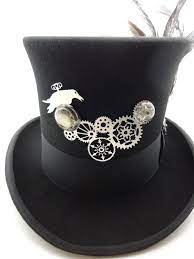 Steampunk Hat Black Top Hat In Wool Felt Size X Large With Etsy Steampunk Hat Steampunk Accessories Steampunk Top Hat