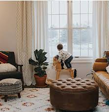 Airy global texture and serving space for a sofa or sectional. 30 Inch Distressed Vegan Leather Tufted Coffee Table Ottoman Farmhouse Goals