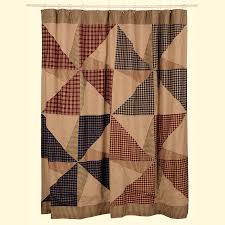 Black And Tan Primitive Shower Curtain New Primitive Country Americana Pinwheel Flag Star Ticking Shower Curtain Country Primitive Bathrooms Fabric Shower Curtains Primitive Shower Curtains