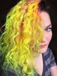 Parts of wig plait remains. Long Yellow Curly Hair