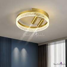 They are versatile, don't require much space for ceiling heights of 21cm to 25cm), consider a semi flush mount light. Acrylic Rounded Flush Mount Modernist Led Gold Flush Ceiling Light In Warm White Light With Adjustable Spotlight 16 19 5 Wide Beautifulhalo Com