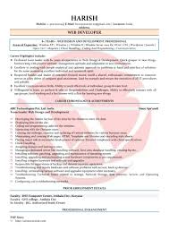 Web Developer Sample Resumes Download Resume Format Templates