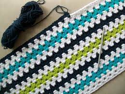 Modern Granny Stripe Baby Blanket Granny Stripe Crochet Crochet Patterns Crochet Blanket Patterns