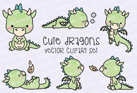 Download Premium Vector Clipart Kawaii Dragon Cute Baby Dragons Etsy