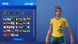 Here's a complete list of fortnite all skins (skin tracker) & daily sales. Fortnite All Countries And Colors For Poised Playmaker Soccer Skin Youtube