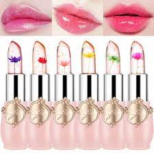 Lip gloss with flowers inside. Amazon Com Flower Lip Gloss Crystal Jelly Lipstick 6 Packs Long Lasting Nutritious Lip Balm Lips Moisturizer Magic Temperature Color Change Lipgloss Pink Beauty