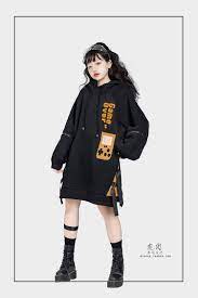炭团原创设计 游戏机 立体毛巾绣拼色超宽松加绒长款连帽卫衣 淘宝网 fashion style punk