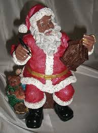 A Hand Painted African American Santa S Resin Figure By Etsy Hand Painted Santa Norman Rockwell Art