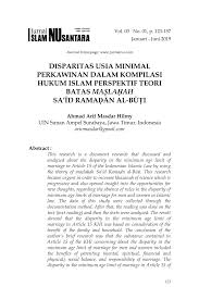 Pengertian, tujuan dan prinsip perkawinan dalam hukum islam. Pdf Disparitas Usia Minimal Perkawinan Dalam Kompilasi Hukum Islam Perspektif Teori Batas Maá¹£laá¸¥ah Sa Id Ramaá¸an Al Buá¹­i