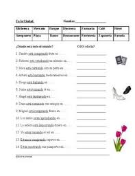 Spanish Present Progressive Worksheet En La Ciudad The City Progresivo Sentences Word File Vocabulary