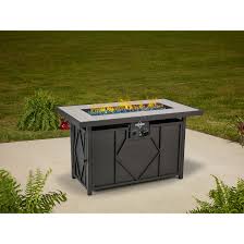 Bighorn king ranch fire pit has lattice sides, a grate that surrounds the pit, a foot rest and cooking grate. Mosaic 42 In X 24 In Kingsland Gas Fire Pit Academy