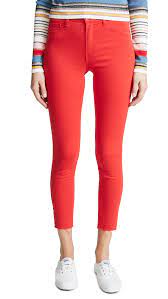 L Agence Denim Margot High Rise Skinny Jeans In Red Lyst