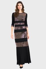 Joseph Ribkoff Black Rose Gold Dress Style 194548