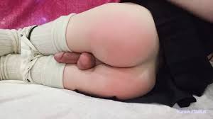 Horny Femboy in the Bed lifts a Skirt, Spanking his Ass Intensely until it  Turning Red