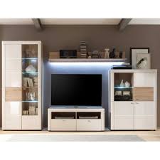 Hochglanz Wohnwand In Weiss Eiche Sonoma Led Beleuchtung 4 Teilig Jetzt Bestellen Unter Https Moebel Ladendirekt De Wohnen Wohnzimmermobel Modern Wohnwand