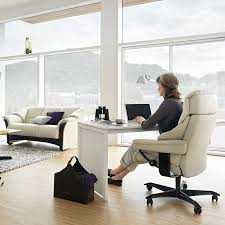 Combining Your Sofa Sitting Area With Your Home Office Is A Great Way To Make Use Of Your Favorite View A Sim Comfortable Chair Stressless Furniture Furniture