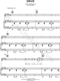 The Cars Drive Sheet Music In B Major Download Print Sku Mn0040513