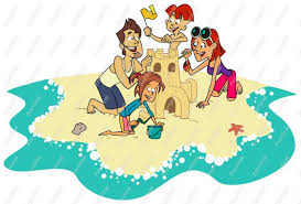 This clipart of a couple on the beach has a happy and fun retro 1950s or 60s feel. Family At The Beach Clip Art Royalty Free Clipart Vector Cartoon Beach Clipart Photography Genres Animation