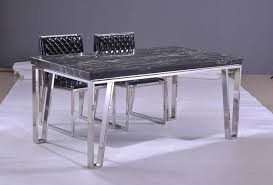 Stainless Steel Dining Table With Chairs And Marble Countertop Dining Room Table Marble Steel Dining Table Metal Dining Table