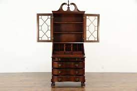 Modern l shaped desk w/ hutch, computer desk w/ monitor riser stand & cpu holder. Sold Traditional Vintage Secretary Desk Bookcase Claw Feet 33220 Harp Gallery Antiques Furniture