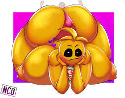 1girls all fours animatronic anthro behemaid five nights at  freddy's five nights at freddy's 2 huge ass huge breasts looking at viewer  resting on arms thick thighs toy chica (