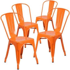 4pk Silver Metal Indoor Outdoor Stackable Chair Restaurant Bistro Chair Orange Lancaster Ho In 2020 Outdoor Dining Chairs Indoor Outdoor Chair Patio Dining Chairs