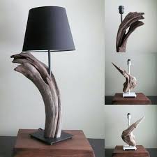 Driftwood Table Lamp With Dark Driftwood And Black Base 18 Tall Driftwood Lighting Driftwood Home Decor Lighting Decor Driftwood Art Lampe Bois Lampe Bois Flotte Luminaire Bois