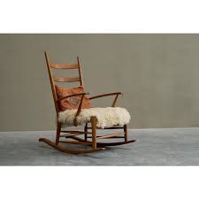 Rocking Chair in Oak and Sheepskin, 1940s | Chairish