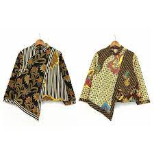 Desain sendiri, tanpa minimum order. Bebatikan Jogja Top 071 Atf Blouse Lengan Panjang Kombinasi Motif Yg Berbeda Dengan Krah Shanghai Model Baju Menyamping Panjang Sebelah Opening Zipper Dibelakang Size L Xl Ld