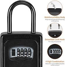 Amazon.com : Portable Key Lock Box, Upgrade Clearly Visible Numbers, Lock  Box Wall Mounted for House Key, 5 Key Capacity, Weatherproof Resettable  Code ...