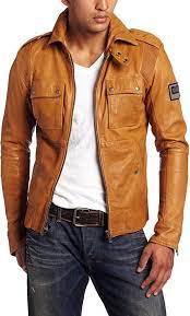 Amazon Com Diesel Men S Lisard Jacket Tan Large Clothing Leather Jacket Men Mens Casual Outfits Leather Jacket