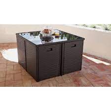 The high quality 5cm thick cushions ensure it's comfortable for anyone. Buy Cube Rattan Effect 4 Seater Patio Set Black At Argos Co Uk Your Online Shop For Garden Table And C Garden Table And Chairs Patio Set Outdoor Dining Set