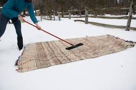Mix a capful of gentle laundry detergent — the same you'd use when washing sheets — with a bucket of cold water. How To Clean Rugs In The Snow Hgtv