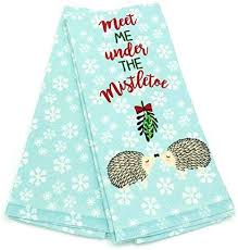 Cynthia Rowley Meet Me Under The Mistletoe Hedgehogs Christmas Holiday Kitchen Towel Set Hedgehog Christmas Holiday Kitchen Towel Christmas Kitchen Towels