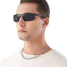 GREY JACK AL-MG Sports Polarized Sunglasses Classic Rectangle Half Frame  Sun Glasses 8177, Grey Frame Blue Lens, M : Amazon.eg: ملابس وأحذية ومجوهرات