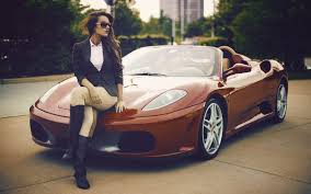The Girl On The Hood Of A Brown Ferrari Convertible Wallpapers And Images Wallpapers Pictures Photos