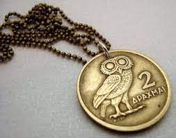 Owl Of Athena Necklace Coin Necklace Owl Pendant Phoenix Necklace Owl Of Minerva Greek Jewelry Coin Jewelry Mens Necklace Owl Coin Coin Jewelry Athena Coin Silver Coin Necklace