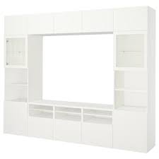The design team at ikea created the bestå line of products as elegant pieces of simple furniture that combine modest materials such as glass, particleboard, and acetal plastic. Besta Storage System Ikea