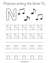 Practice Writing The Letter N Coloring Page Writing Practice Worksheets Writing Practice Letter Writing For Kids