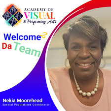 Welcome to the team Ms. Moorehead. She is our Special Populations  Coordinator.