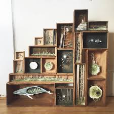 Tiny Mixed Media Worlds And Creatures Inside Antique Boxes By Allison May Kiphuth Shadow Box Art Box Art Paper Art