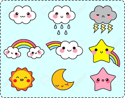 Linda Nube De Sol Luna Estrella Y El Conjunto De Arco Iris Conjunto Meteorologica Ilustraciones Vectoriales Clip Art Vectorizado Libre De Derechos Image 61632675