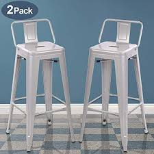 Counter Height Bar Stools Set Of 2 Bistro Cafe Industrial Modern Dining Tolix Style Metal Chairs For Pub Trattoria Kitchen Tall Barstool With Back Indoor Outdoo
