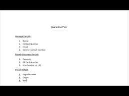 Sample Quarantine Plan Format For Canada Youtube