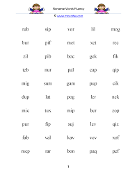 *nonsense word lists separated by short vowel *nonsense word lists with mixed short vowels each blade contains a list of 5 different nonsense words and there are 50 in all. Nonsense Words Fluency Teaching Resources