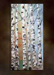 Birch Tree Canvas Art Original Modern Large Birch Tree Painting Palette Knife Impasto Landscape Autumn Thick Painting 36 By Nata S Birch Tree Art Birch Tree Painting Tree Art