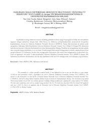 Download aplikasi tes mmpi 2 bahasa indonesia gratis soal soal tes mmpi 2, 10 08 2019 skala dalam mmpi dibagi menjadi skala validitas disini saya akan memberikan gambaran tes mmpi 2 secara gratis perlu di ketahui bahwa tes ini belum tentu sepenuhnya benar dan sama persis dengan. Pdf Hubungan Skala Kepribadian Minessota Multiphasic Personality Inventory Test 2 Mmpi 2 Dengan Ipk Mahasiswakedokteran Di Universitas Muhammadiyah Malang