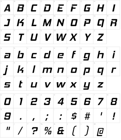 Bảng kí tự Hemi Head Font 